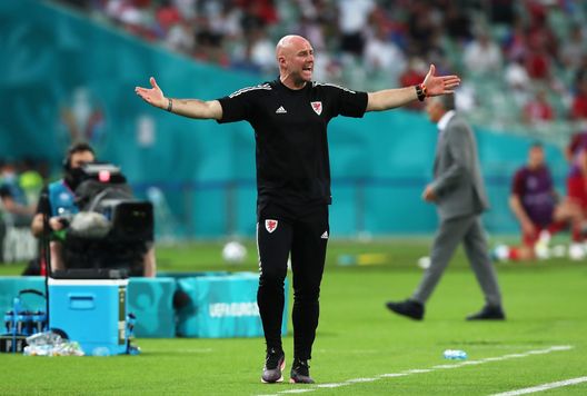 BAKU, AZERBAIJAN - JUNE 16: Rob Page, Interim Head Coach of Wales reacts during the UEFA Euro 2020 Championship Group A match between Turkey and Wales at Baku Olimpiya Stadionu on June 16, 2021 in Baku, Azerbaijan. (Photo by Tolga Bozoglu - Pool/Getty Images) BAKU, AZERBAIJAN - JUNE 16: Rob Page, Interim Head Coach of Wales reacts during the UEFA Euro 2020 Championship Group A match between Turkey and Wales at Baku Olimpiya Stadionu on June 16, 2021 in Baku, Azerbaijan. (Photo by Tolga Bozoglu - Pool/Getty Images)