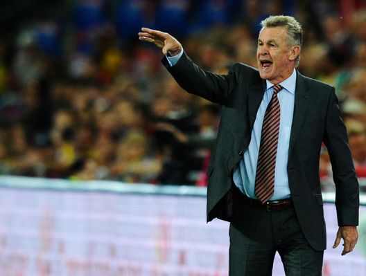 BASEL, SWITZERLAND - AUGUST 14: Coach Ottmar Hitzfeld of Switzerland reacts during the international friendly match between Switzerland and Brazil at St. Jakob Stadium on August 14, 2013 in Basel, Switzerland. (Photo by Daniel Kopatsch/Getty Images) BASEL, SWITZERLAND - AUGUST 14: Coach Ottmar Hitzfeld of Switzerland reacts during the international friendly match between Switzerland and Brazil at St. Jakob Stadium on August 14, 2013 in Basel, Switzerland. (Photo by Daniel Kopatsch/Getty Images)