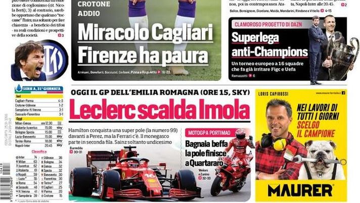 Il Corriere dello Sport, la prima pagina di oggi, domenica 18 aprile 2021 