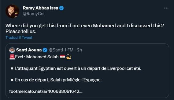 FOTO – L’agente dell’ex viola Salah “blasta” su Twitter un esperto di mercato!- immagine 2