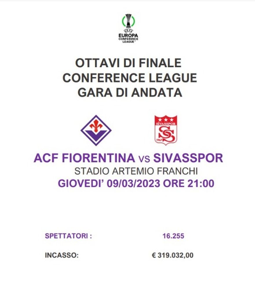 Conference League, spettatori e incasso della partita del Franchi- immagine 2