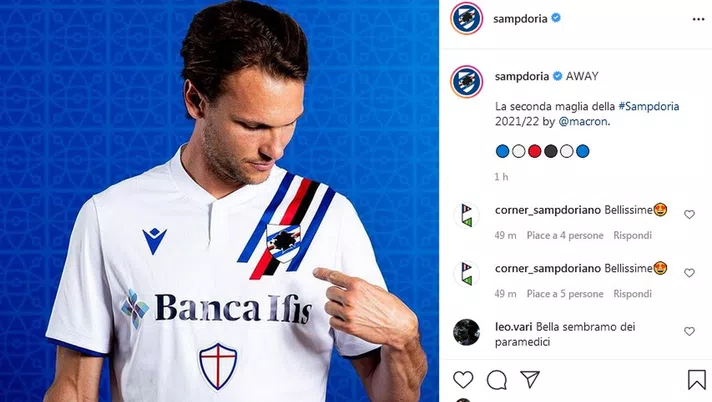 Sampdoria presentata la maglia da trasferta 2021 22 ITA Sport Press