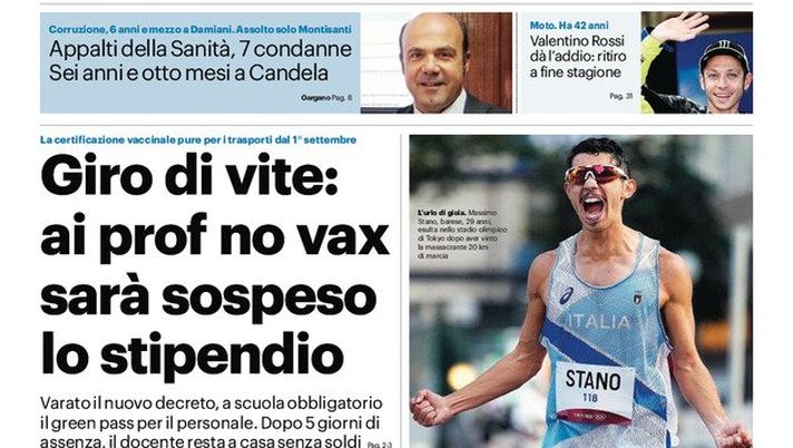 Prima Pagina, Giornale di Sicilia: “Stano… ma vero. Una marcia trionfale” 