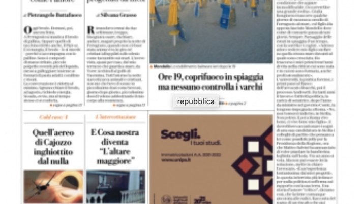 Prima Pagina, La Repubblica Palermo: &#8220;Stretta Green Pass, destra contro Musumeci&#8221; 