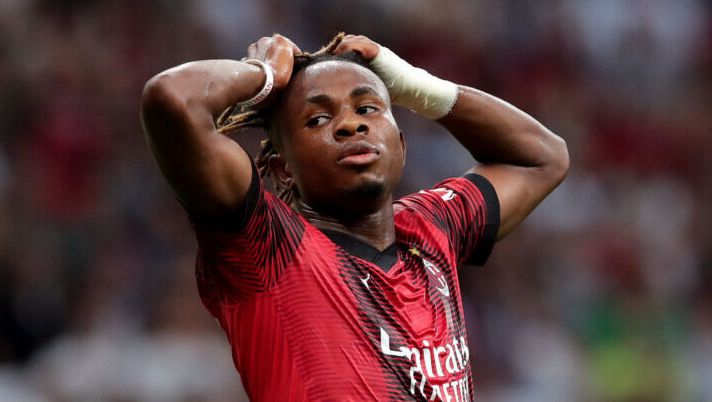 MILAN, ITALY - SEPTEMBER 19: Samuel Chukwueze of AC Milan reacts after a missed chance during the UEFA Champions League Group F match between AC Milan and Newcastle United FC at Stadio Giuseppe Meazza on September 19, 2023 in Milan, Italy. (Photo by Emilio Andreoli/Getty Images) Casi a centrocampo: Malinovskyi, Chukwueze, Strefezza, Radonjic, Frattesi, Kamada, CDK, Ciurria… - immagine 1