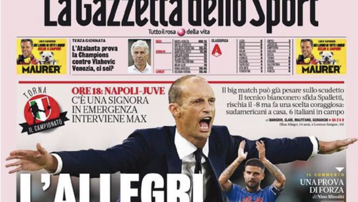 Prima Pagina, Gazzetta dello Sport: “L’Allegri chirurgo. Un colosso da Inter”  Prima Pagina, Gazzetta dello Sport: “L’Allegri chirurgo. Un colosso da Inter”