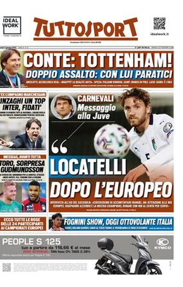 Prima Pagina, Tuttosport: “Conte, Tottenham. Doppio assalto, con lui Paratici” 