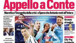 Prima Pagina, Corriere dello Sport: “Appello a Conte. Volata Champions, il segno dei bomber. City-Psg, la rivincita”