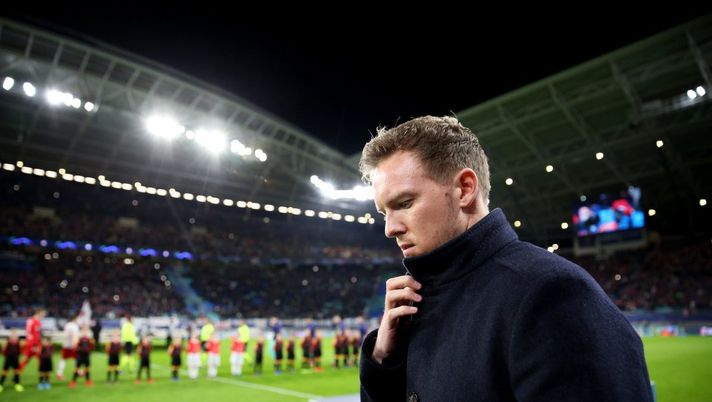 LEIPZIG, GERMANY - MARCH 10: Julian Nagelsmann, Head Coach of RB Leipzig looks on ahead of the UEFA Champions League round of 16 second leg match between RB Leipzig and Tottenham Hotspur at Red Bull Arena on March 10, 2020 in Leipzig, Germany. (Photo by Maja Hitij/Bongarts/Getty Images) 