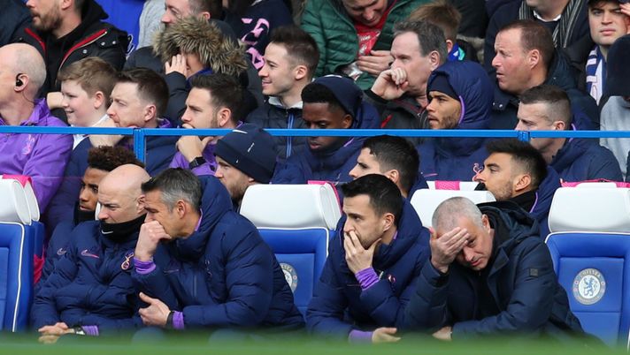 LONDON, ENGLAND - FEBRUARY 22: Jose Mourinho, Manager of Tottenham Hotspur (right), and his assistant Joao Sacremento react during the Premier League match between Chelsea FC and Tottenham Hotspur at Stamford Bridge on February 22, 2020 in London, United Kingdom. (Photo by Catherine Ivill/Getty Images) LONDON, ENGLAND - FEBRUARY 22: Jose Mourinho, Manager of Tottenham Hotspur (right), and his assistant Joao Sacremento react during the Premier League match between Chelsea FC and Tottenham Hotspur at Stamford Bridge on February 22, 2020 in London, United Kingdom. (Photo by Catherine Ivill/Getty Images)