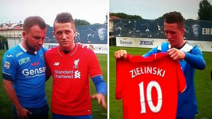 Zielinski in posa con la maglia del Liverpool. Foto Canal+/Metro 