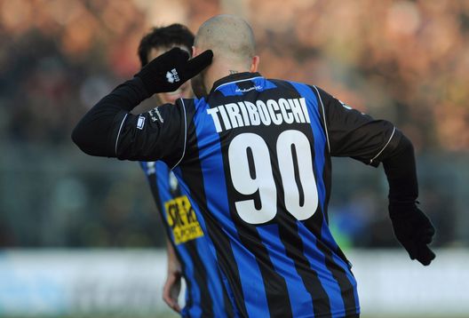 BERGAMO, ITALY - FEBRUARY 07: Simone Tiribocchi of Atalanta BC celebrates his goal during the Serie A match between Atalanta BC and AS Bari at Stadio Atleti Azzurri d'Italia on February 7, 2010 in Bergamo, Italy. (Photo by Valerio Pennicino/Getty Images) BERGAMO, ITALY - FEBRUARY 07: Simone Tiribocchi of Atalanta BC celebrates his goal during the Serie A match between Atalanta BC and AS Bari at Stadio Atleti Azzurri d'Italia on February 7, 2010 in Bergamo, Italy. (Photo by Valerio Pennicino/Getty Images)