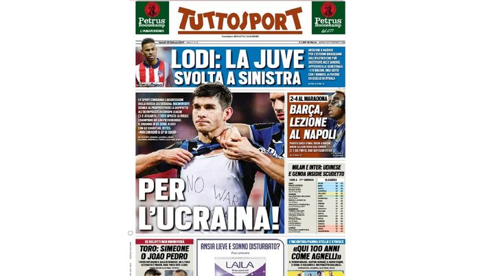 Prima Pagina, Tuttosport: “Malinovskyi 2 gol per l’Ucraina. Barca, lezione al Napoli”  Prima Pagina
