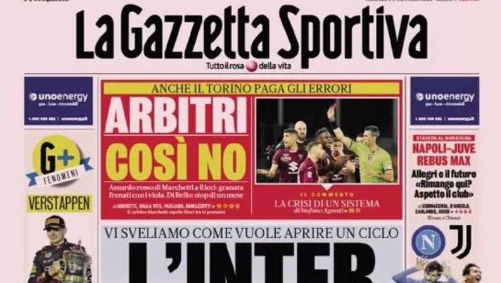 PRIMA PAGINA GAZZETTA DELLO SPORT OGGI : “Napoli-Juve, rebus Max” - immagine 1