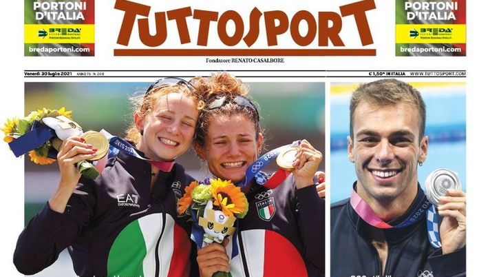 Prima Pagina, Tuttosport: “Grazie! Fioretto a squadre bronz, Paltrinieri argento&#8221; 