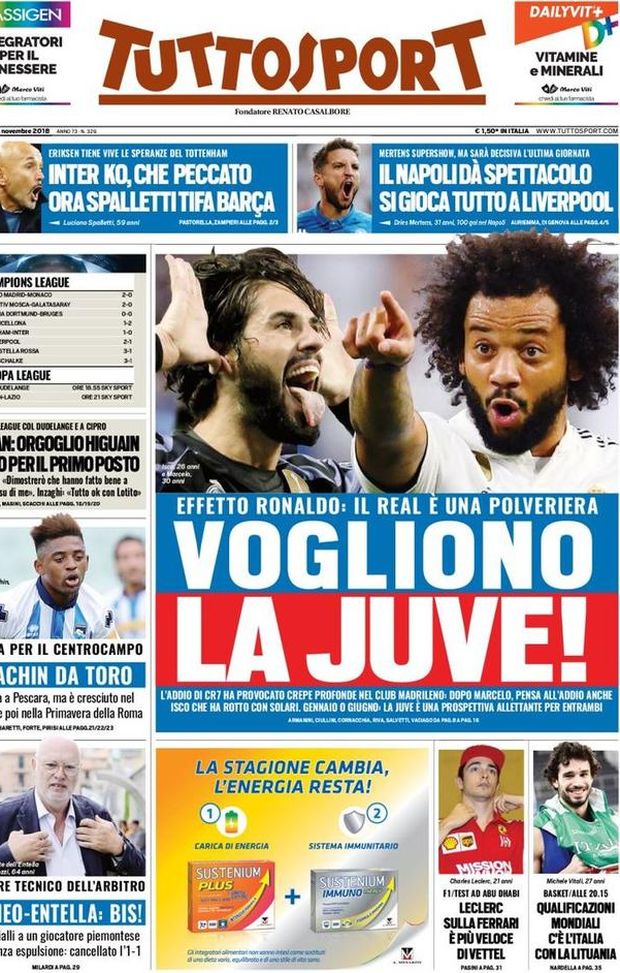 Prima Pagina, Tuttosport: “Vogliono la Juve! Inter, che peccato. Il Napoli dà spettacolo. Orgoglio Higuain…” Prima Pagina, Tuttosport: “Vogliono la Juve! Inter, che peccato. Il Napoli dà spettacolo. Orgoglio Higuain…”