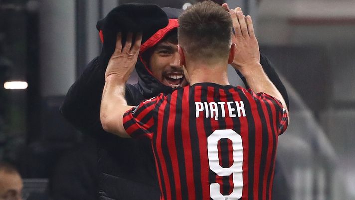 Lucas Paqueta e Krzysztof Piatek esultano durante Milan-Spal di Coppa Italia (credits: GETTY Images) 